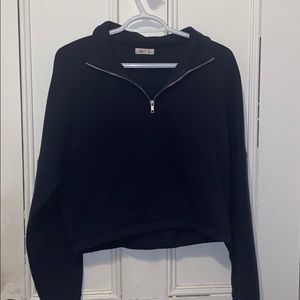 Quarter Zip Navy Blue Cropped Garage Sweater